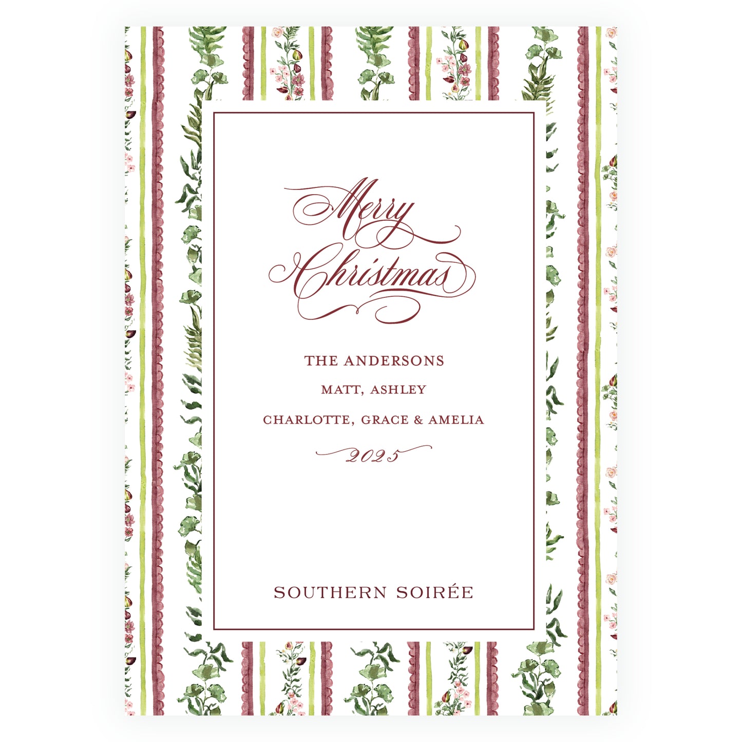 Figs and Floral with Frame Botanical Stripe