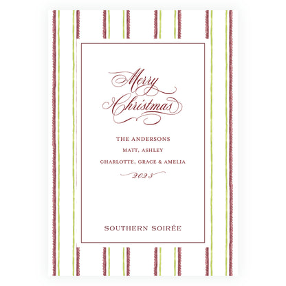 Figs and Floral Oval Frame Botanical Stripe