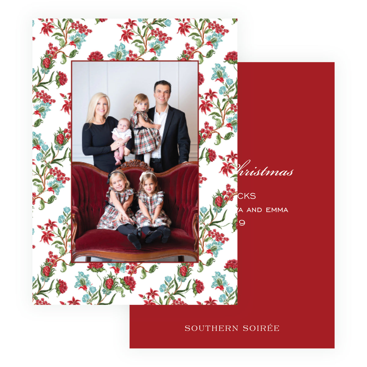 Decked in Garland – Holiday Chintz Personalized Christmas Photo Card