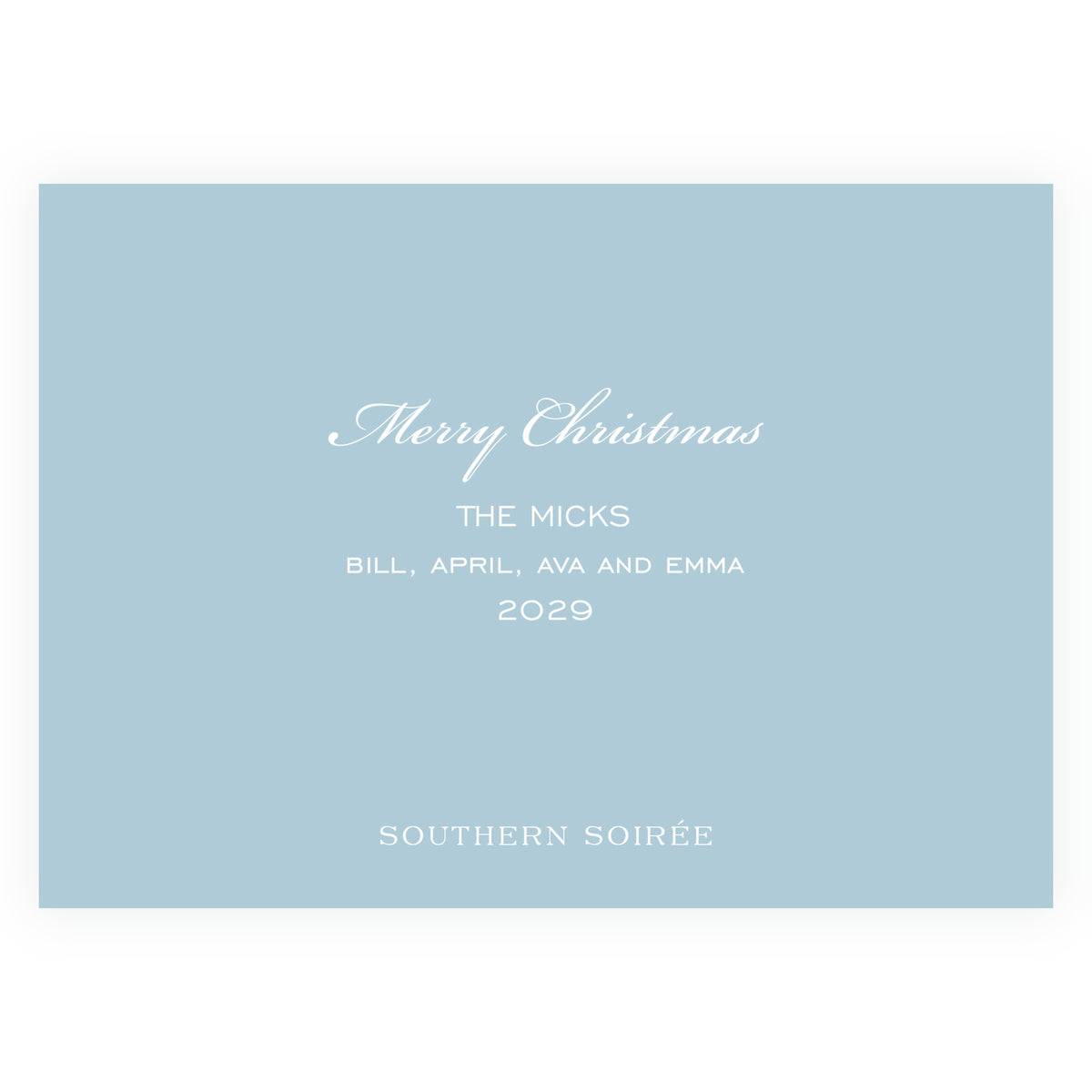 Decked in Garland – Blue Ribbon Garland Landscape Personalized Christmas Photo Card