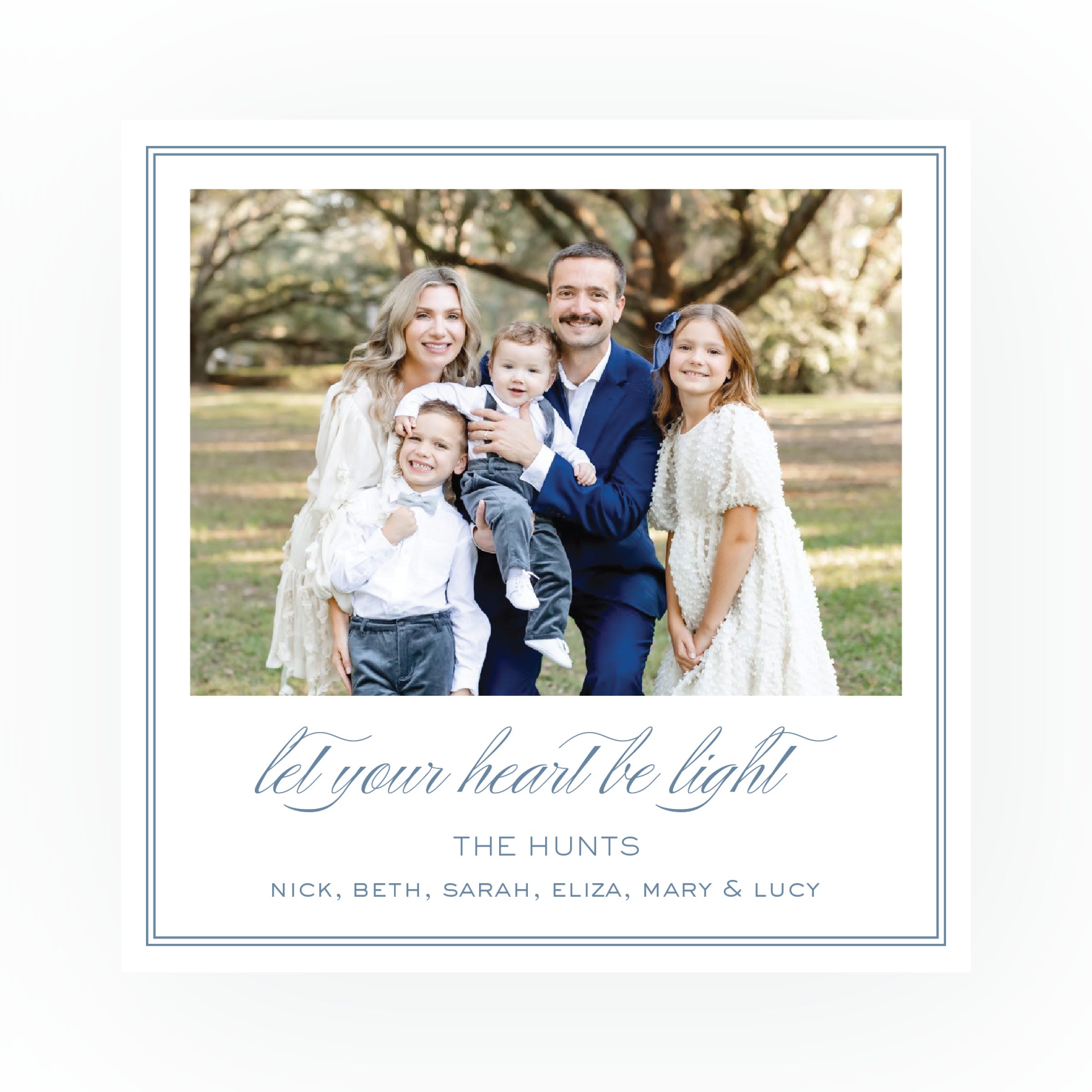 Blue Double Frame Square Card (Can Customize Color)
