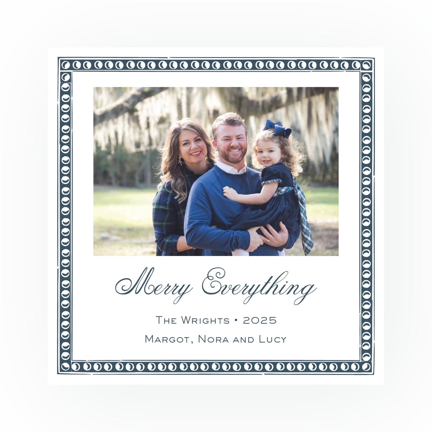 Blue Antique Dotted Frame Square Card (Can Customize Color)