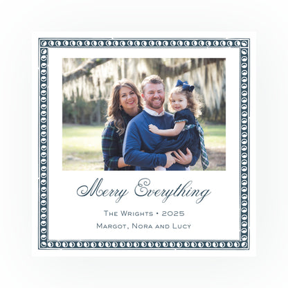 Blue Antique Dotted Frame Square Card (Can Customize Color)