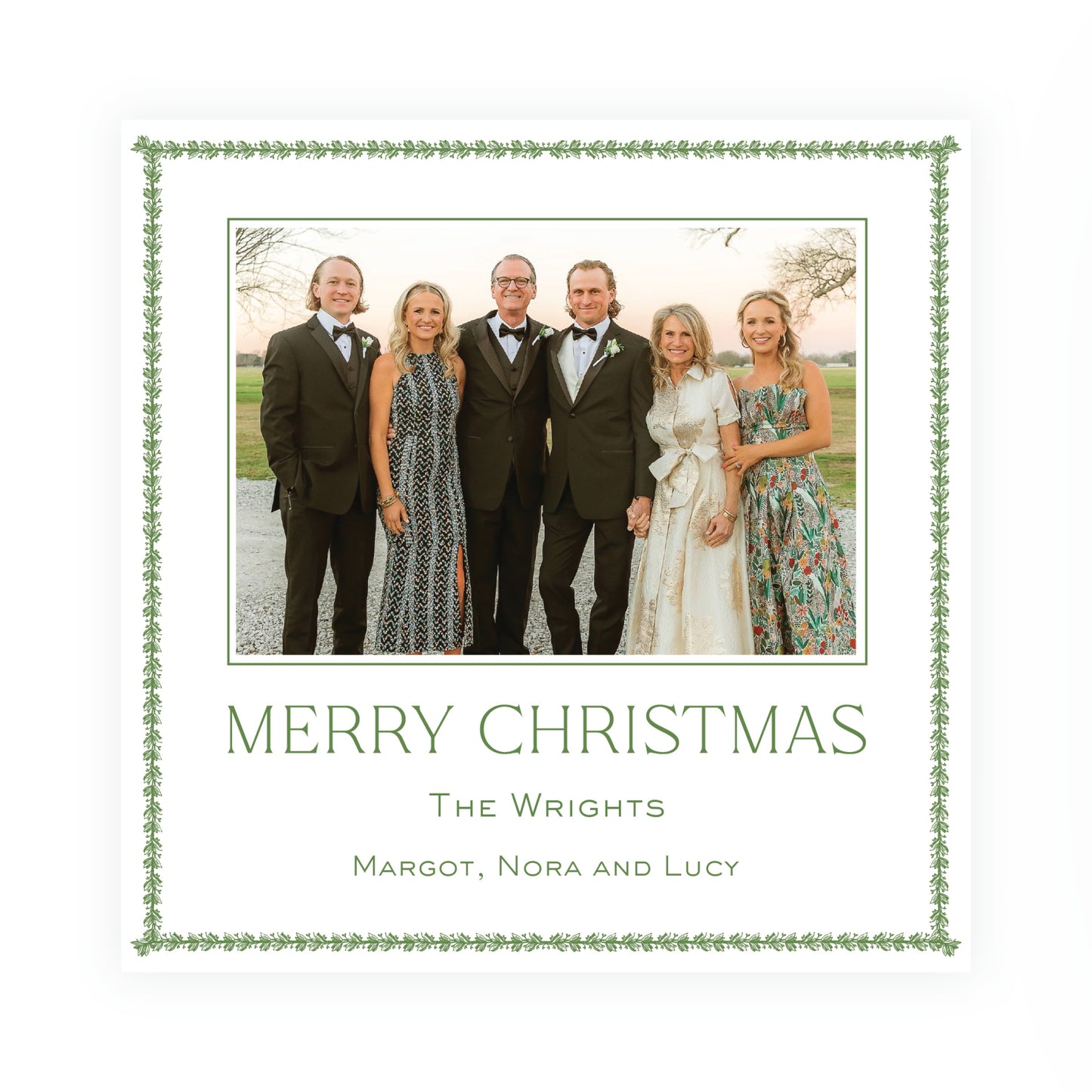 Green Leaves Frame Square Card (Can Customize Color)