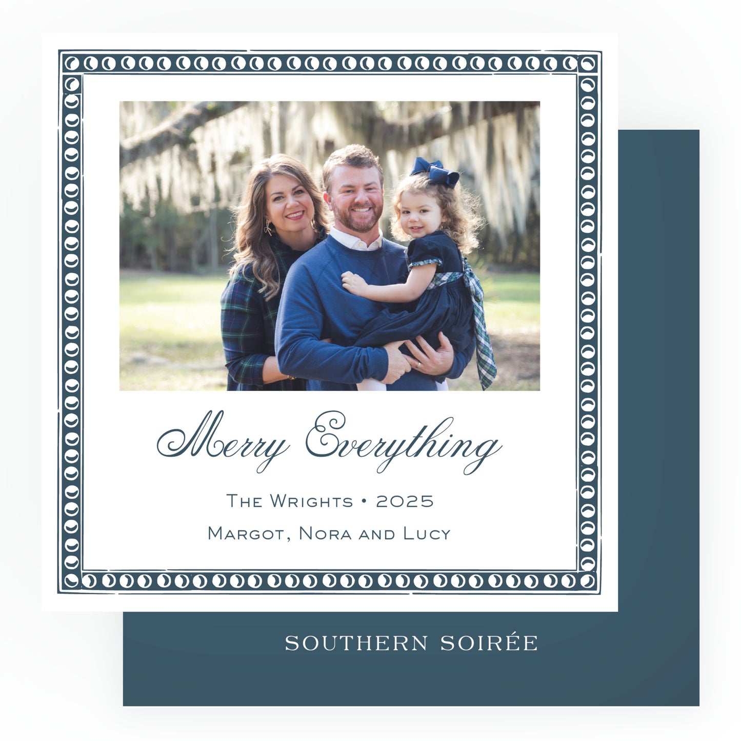 Blue Antique Dotted Frame Square Card (Can Customize Color)