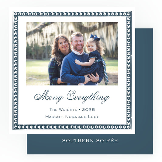 Blue Antique Dotted Frame Square Card (Can Customize Color)