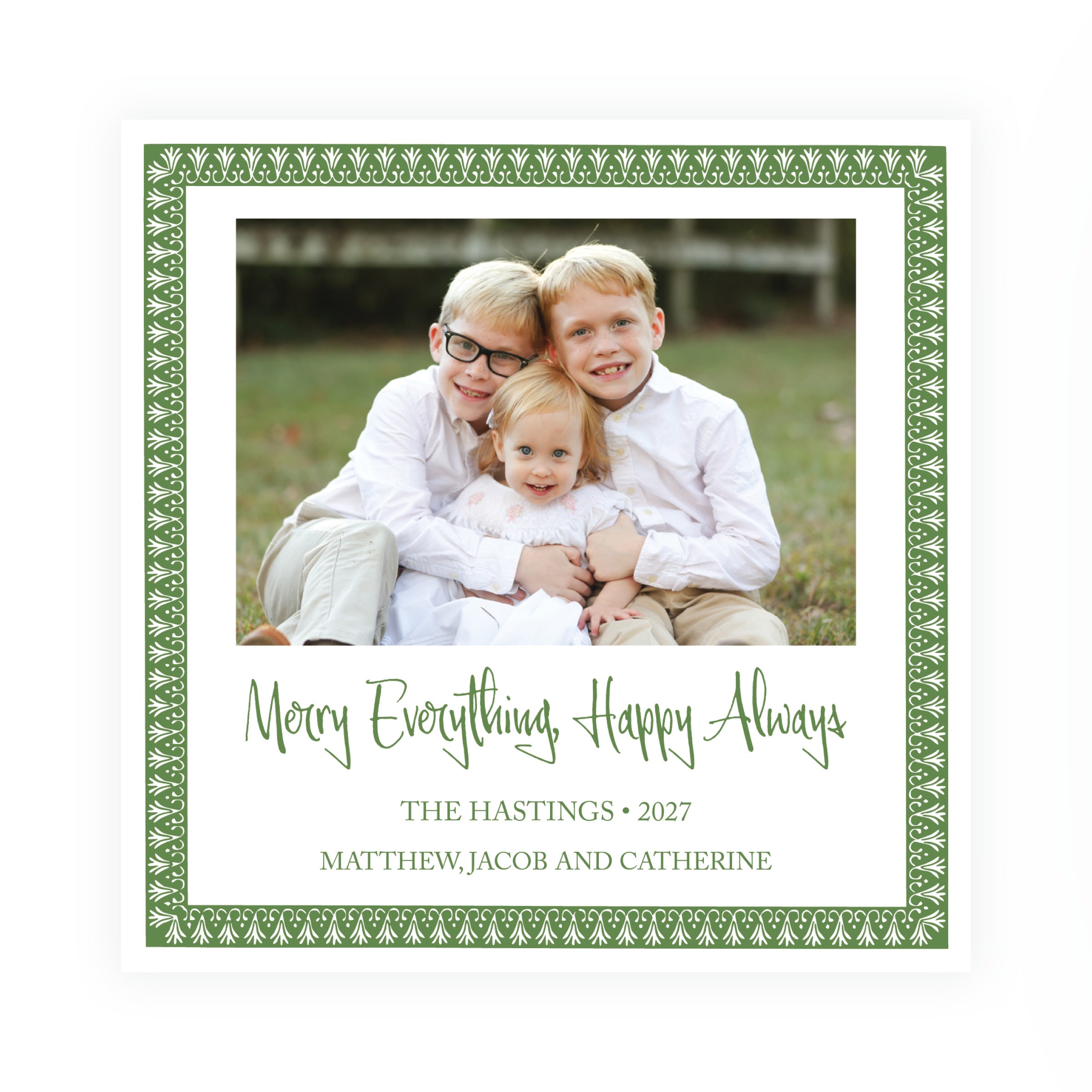 Green Motif Frame Square Card (Can Customize Color)