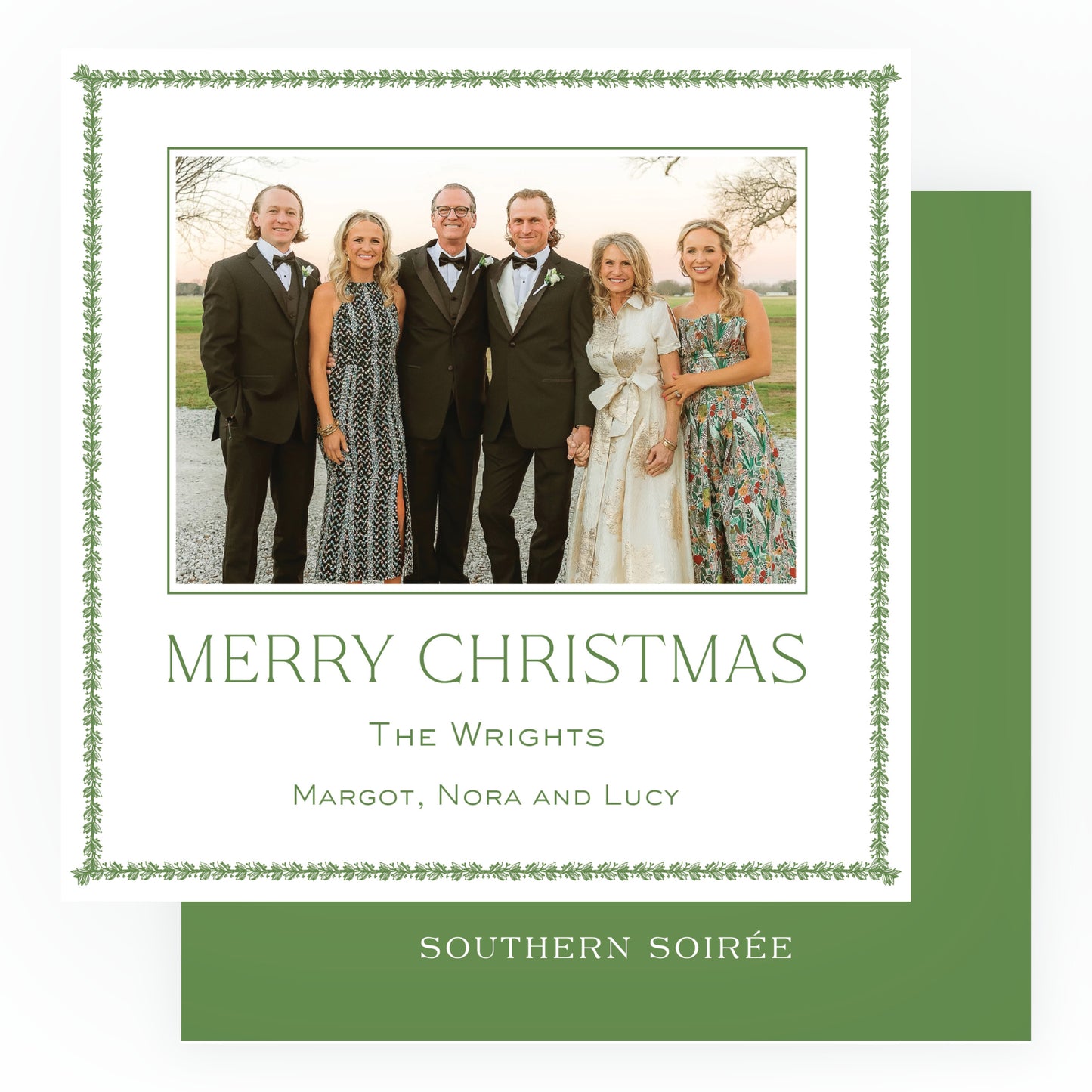 Green Leaves Frame Square Card (Can Customize Color)