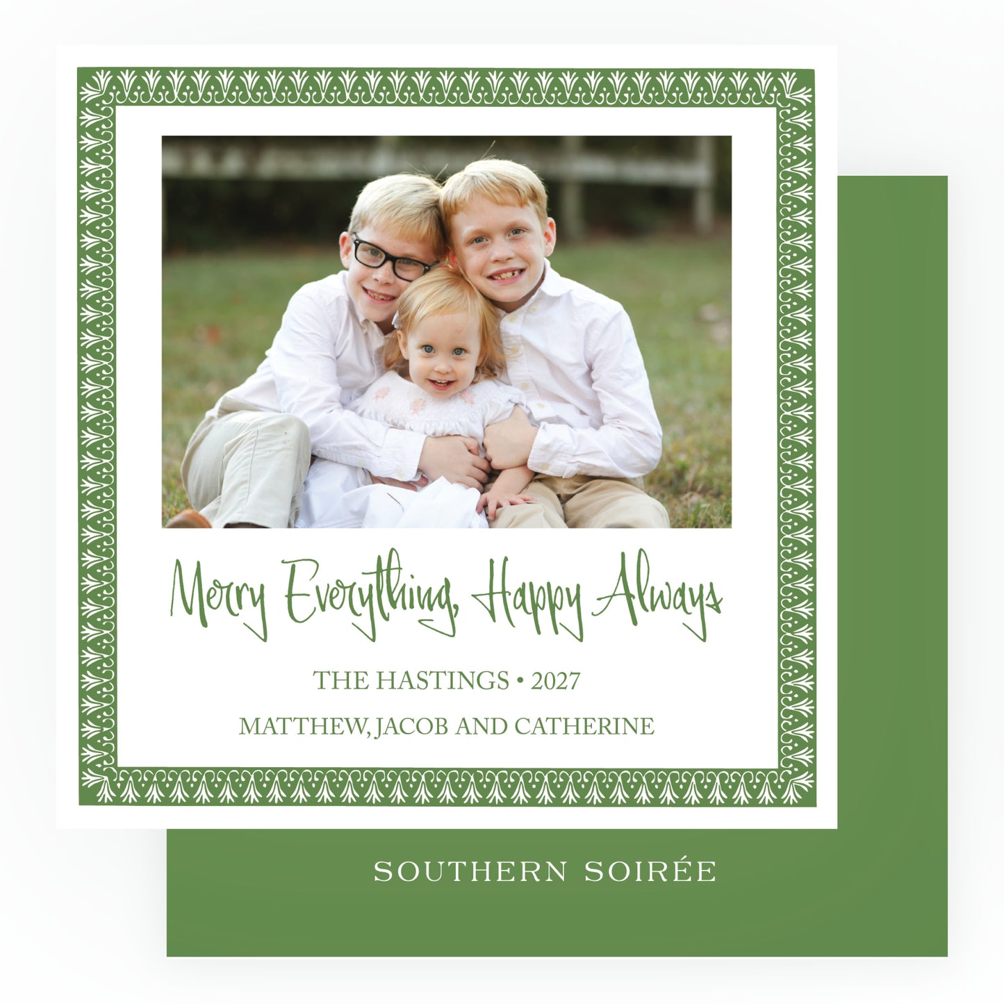 Green Motif Frame Square Card (Can Customize Color)