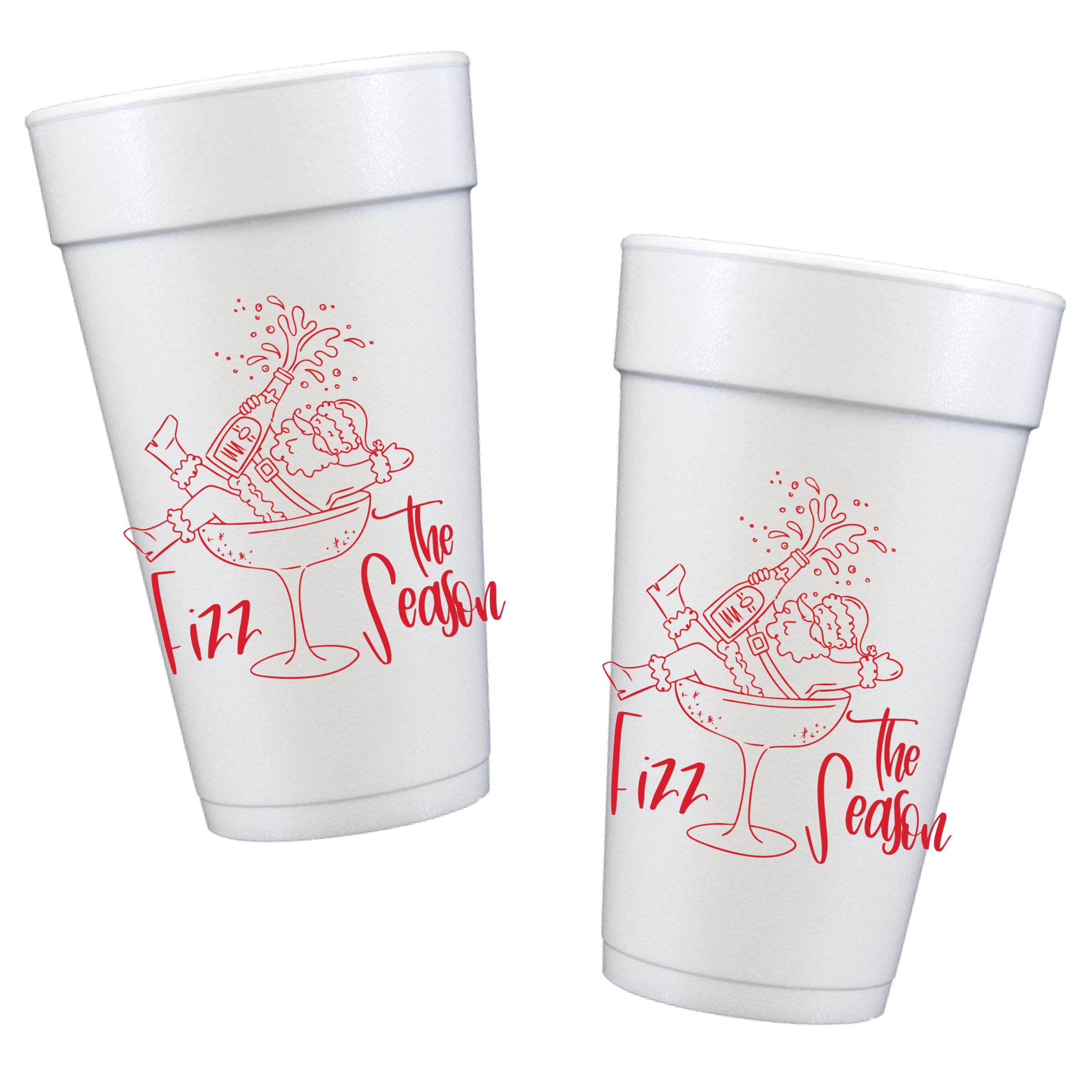 Fizz the Season Christmas Styrofoam cocktail cups
