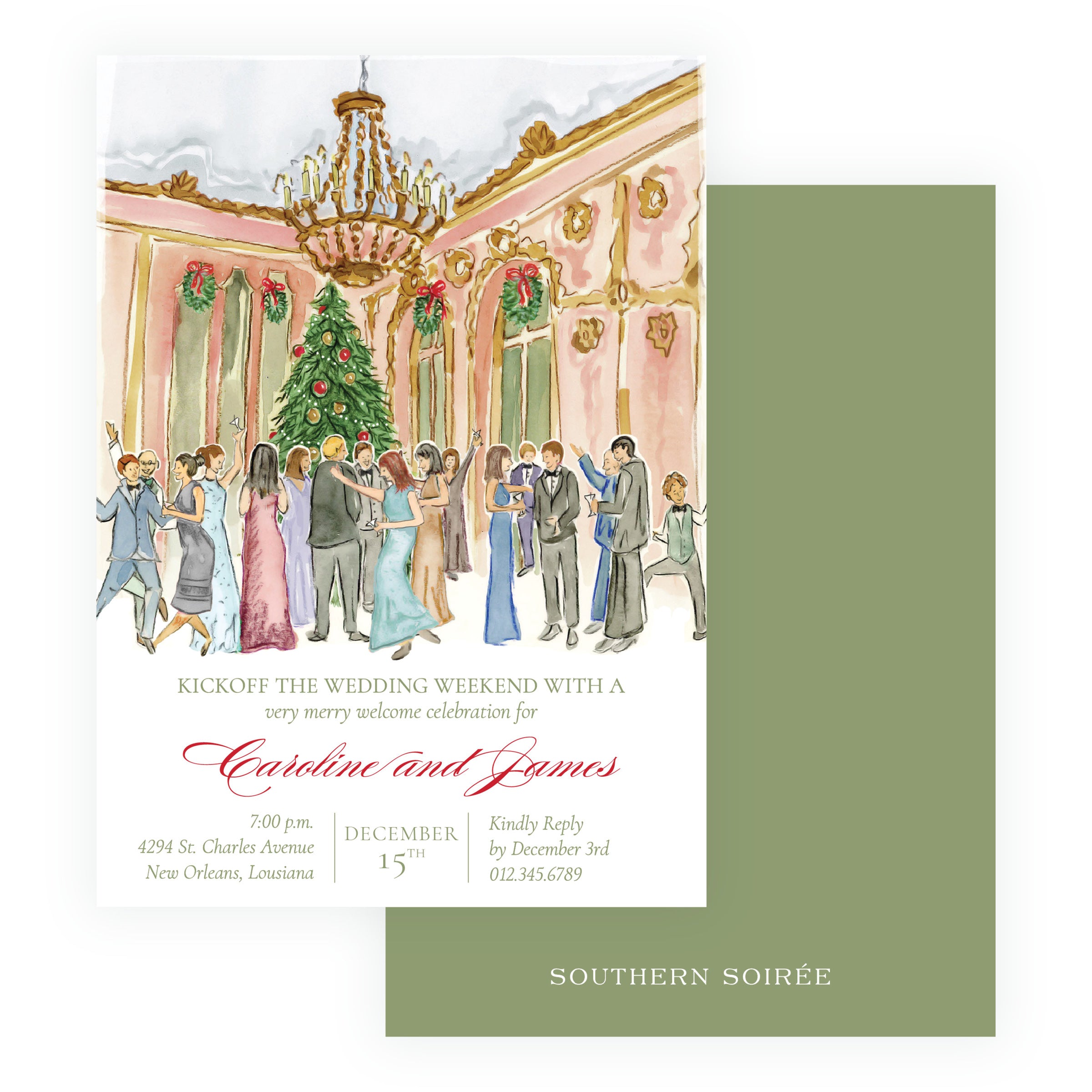 A Very Merry Soirée Holiday Welcome Party Invitation