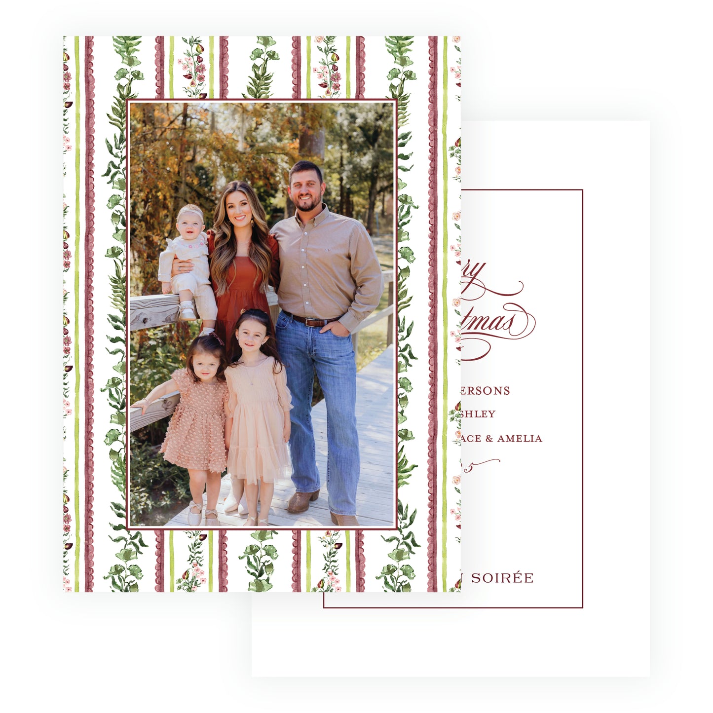 Figs and Floral with Frame Botanical Stripe