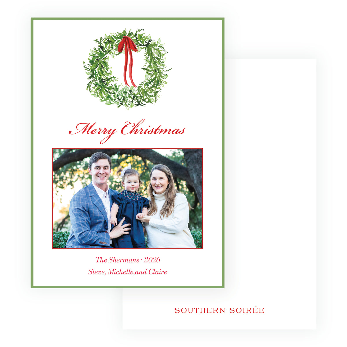 Festive Fir Classic Wreath Personalized Christmas Photo Card