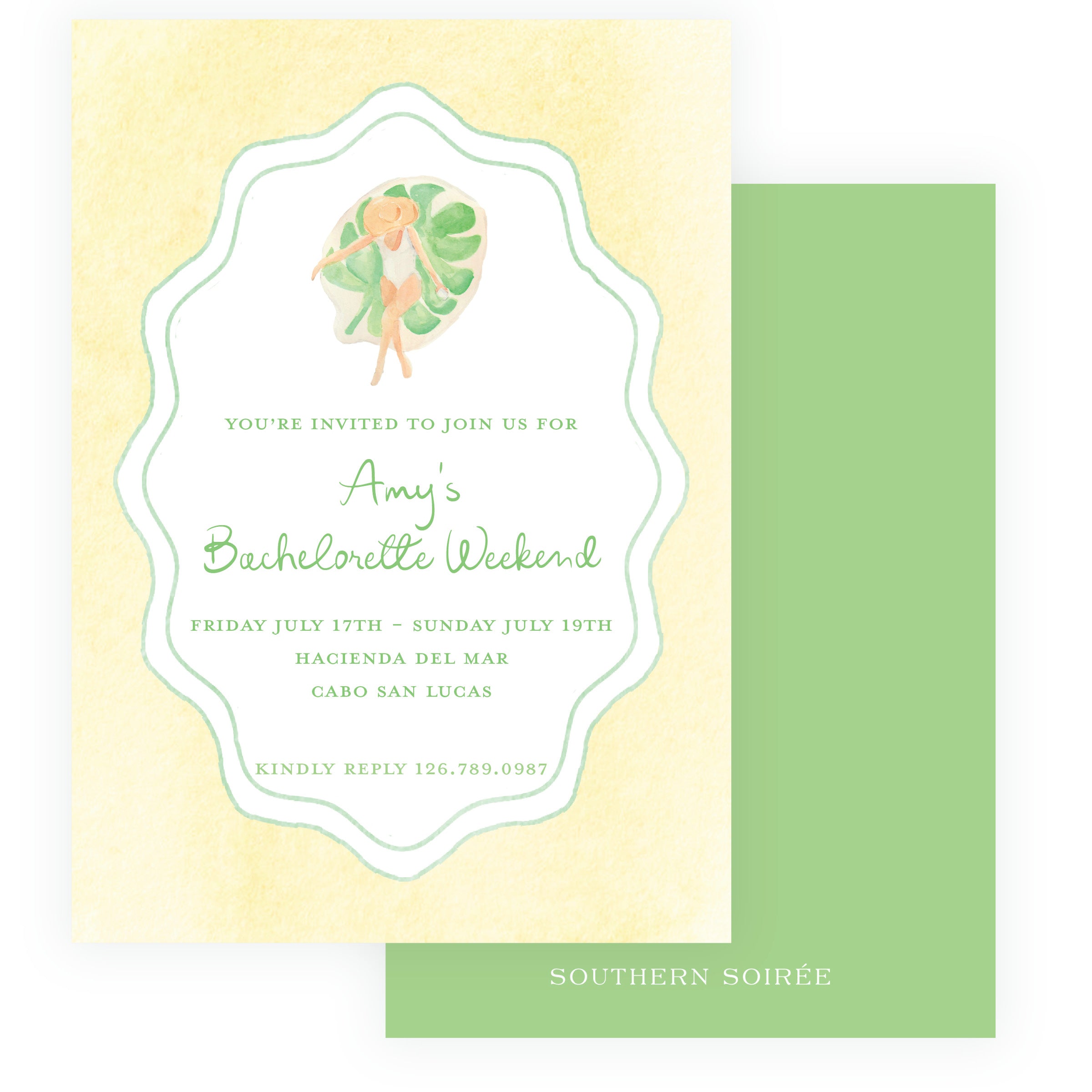 Floats & Féte Yellow Bachelorette Invitation