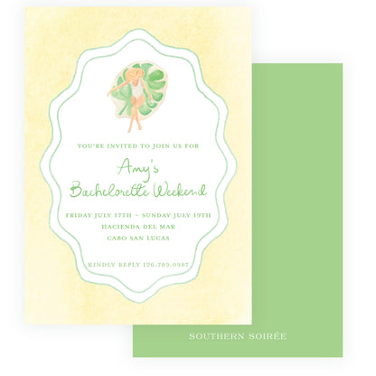 Floats & Féte Yellow Bachelorette Invitation