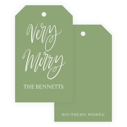 Very Merry Green Marble Tag