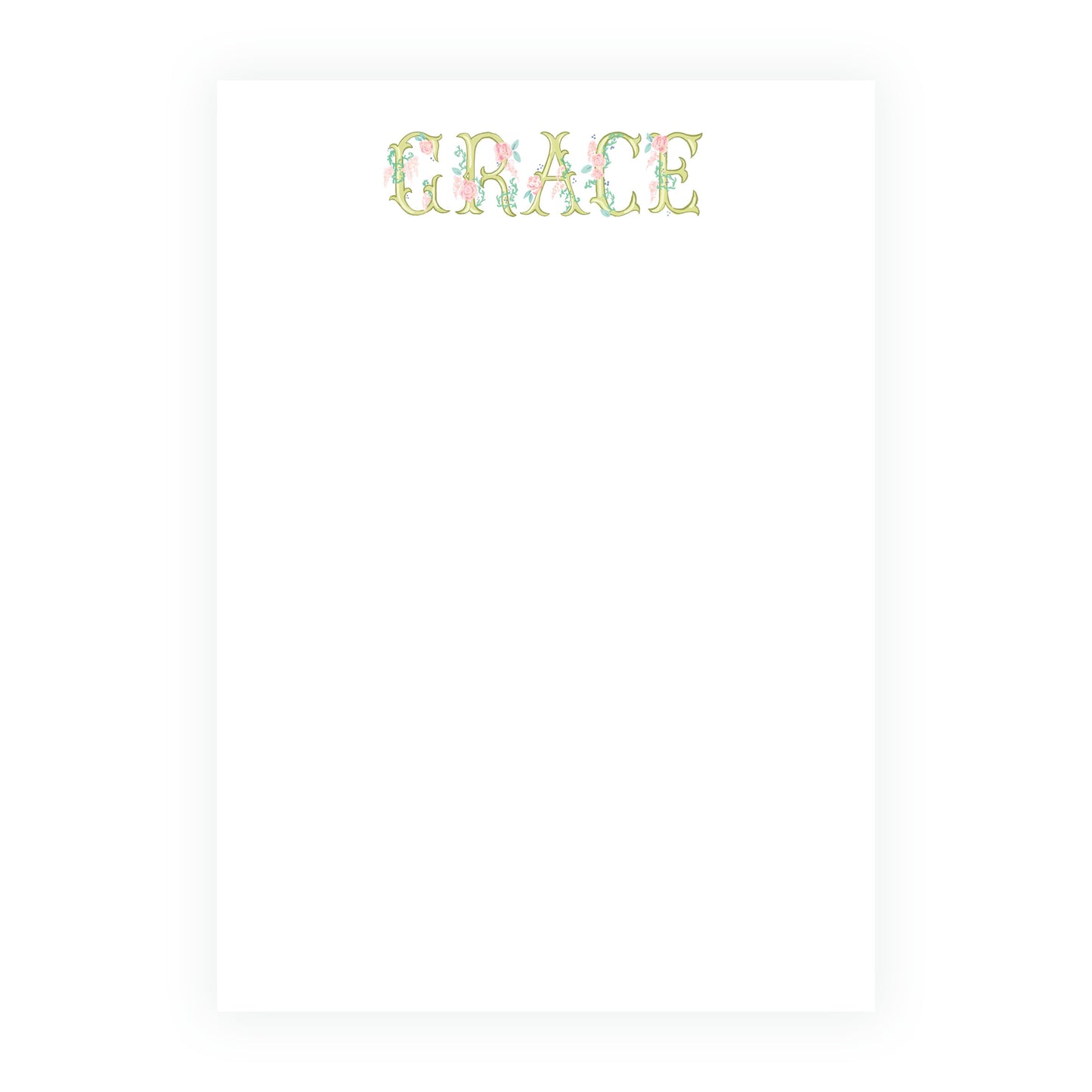 Green floral letters notepad