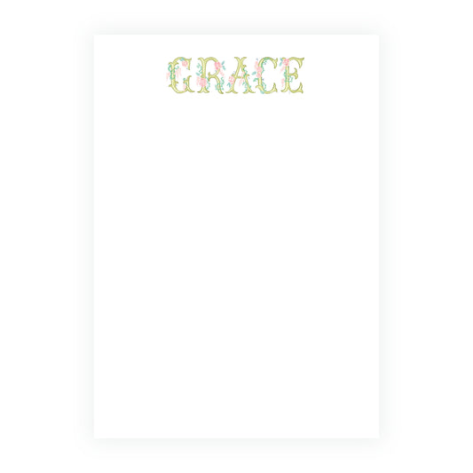 Green floral letters notepad