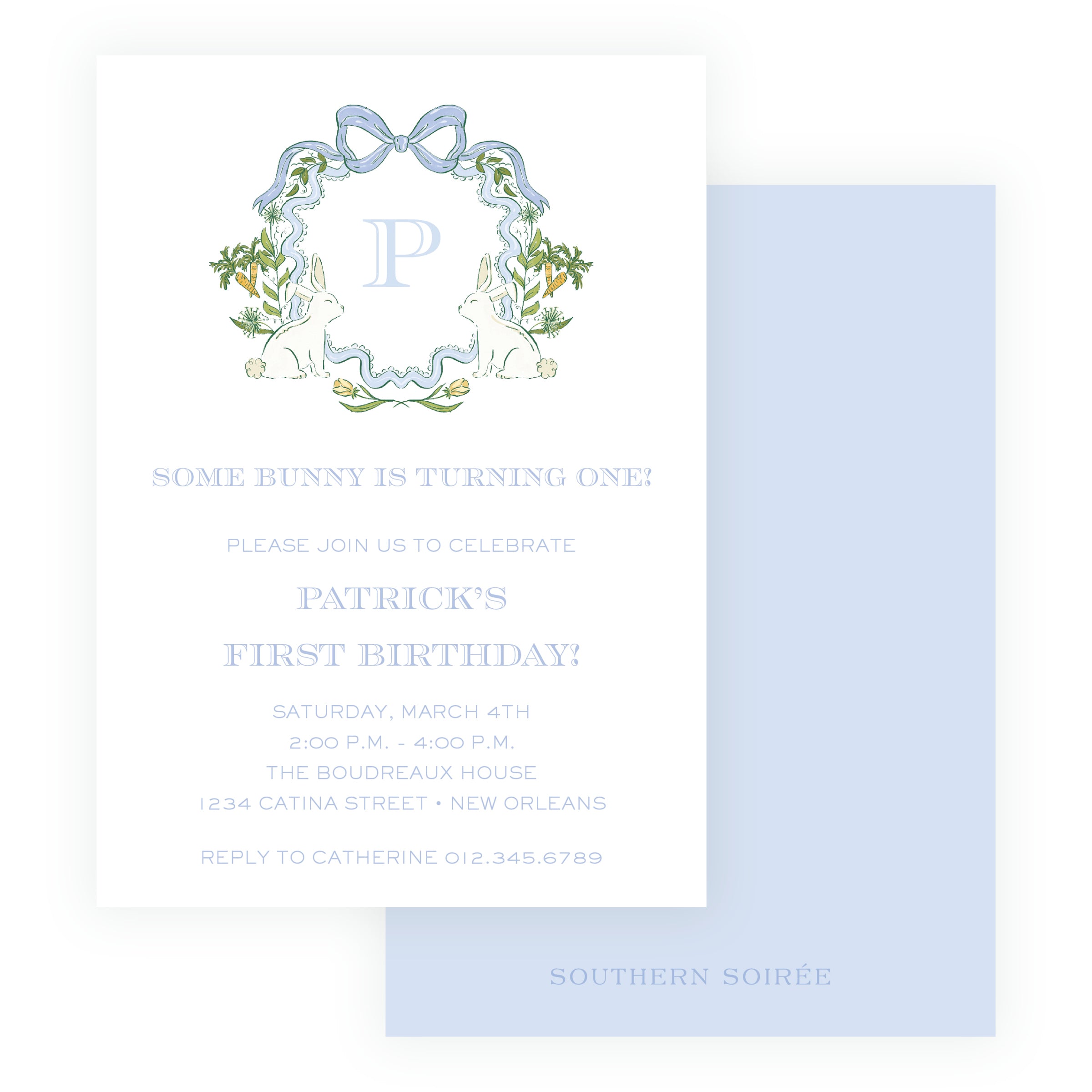 Some Bunny Blue Crest Invitation