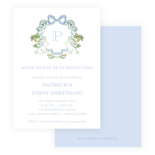 Some Bunny Blue Crest Invitation