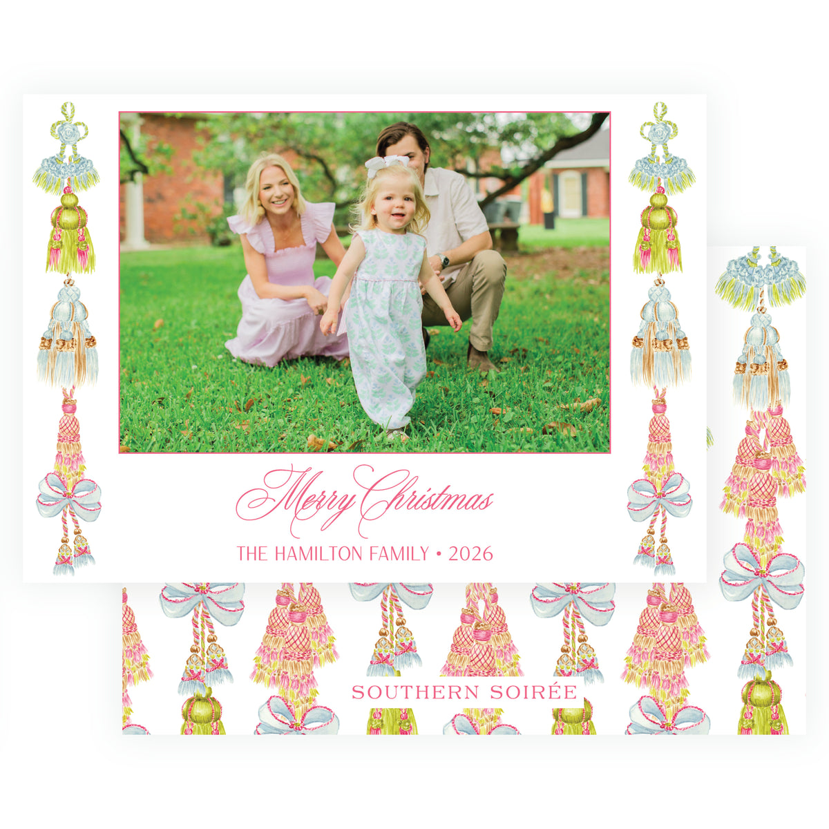 Regency Tassels Trim Landscape Christmas Photo Card