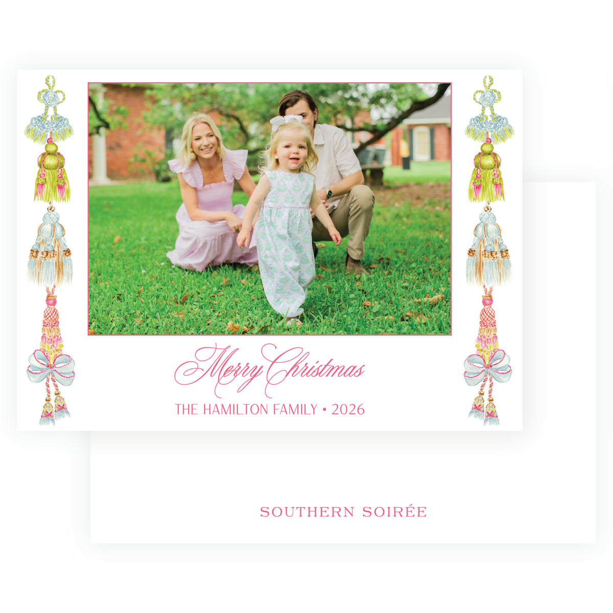Regency Tassels Trim Landscape Christmas Photo Card