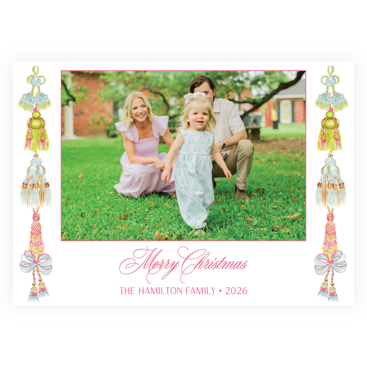 Regency Tassels Trim Landscape Christmas Photo Card