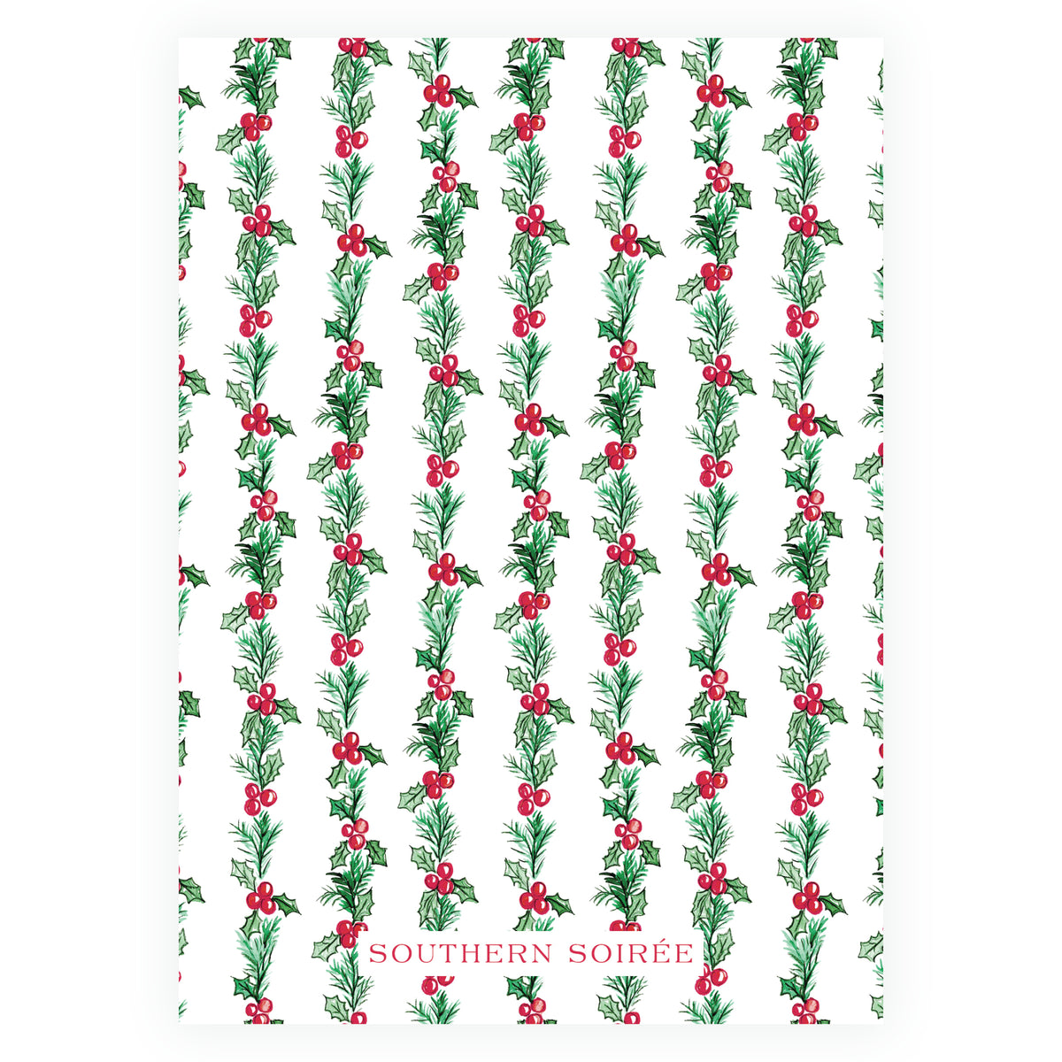 Plaid and Holly Christmas Cocktail Party Invitation – Holly Border