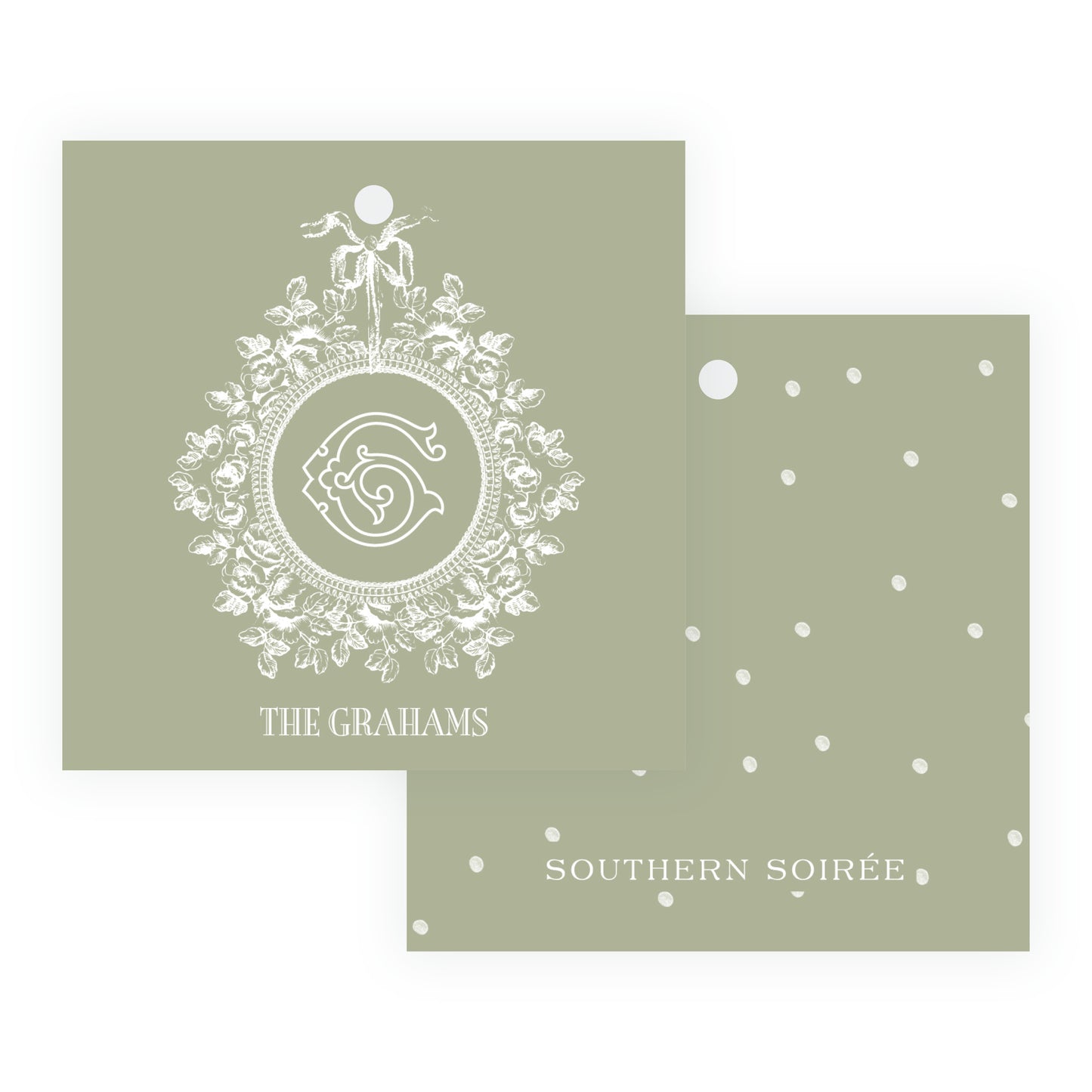 Heirloom Vintage Floral Crest Square Gift Tag (Customize Your Color)