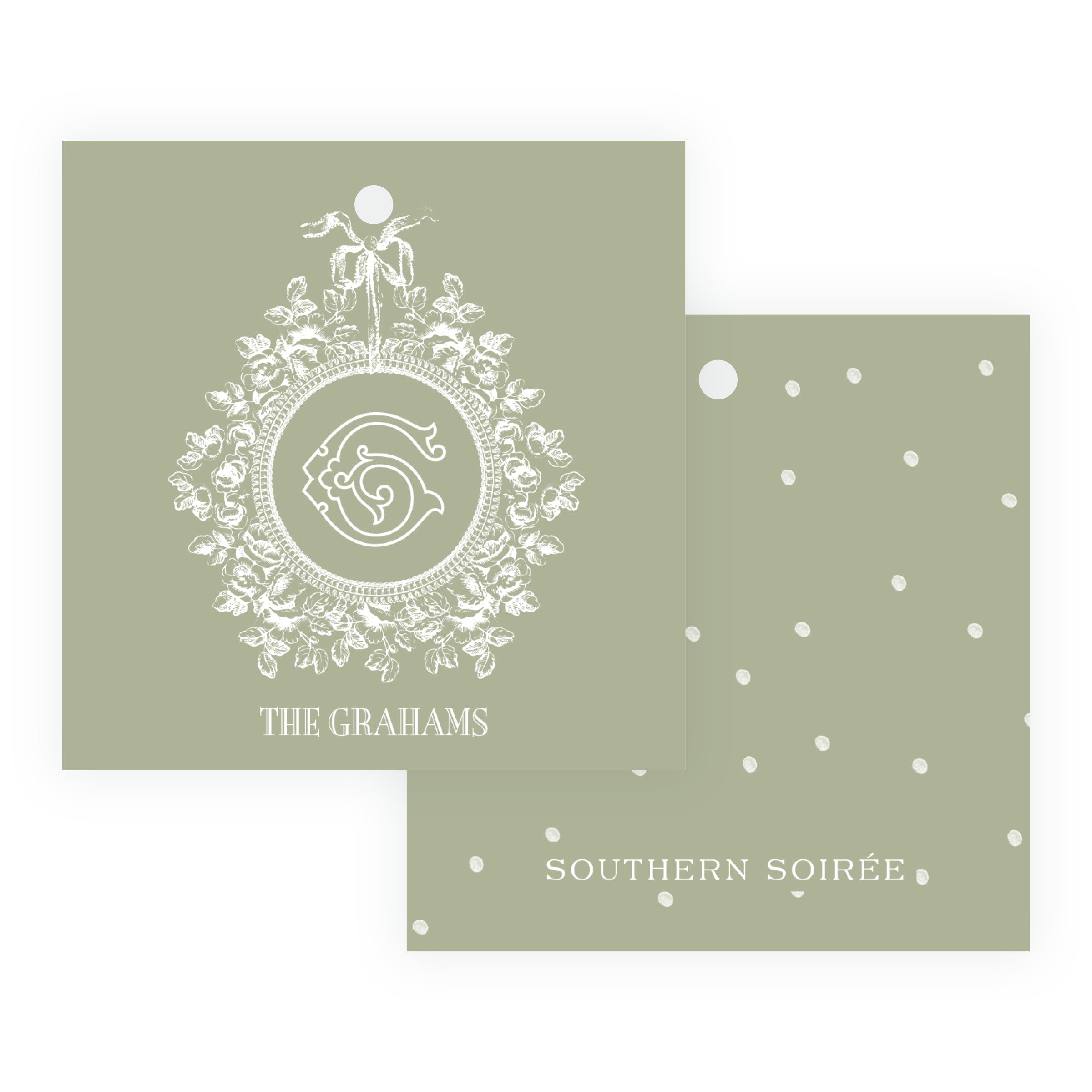 Heirloom Vintage Floral Crest Square Gift Tag (Customize Your Color)