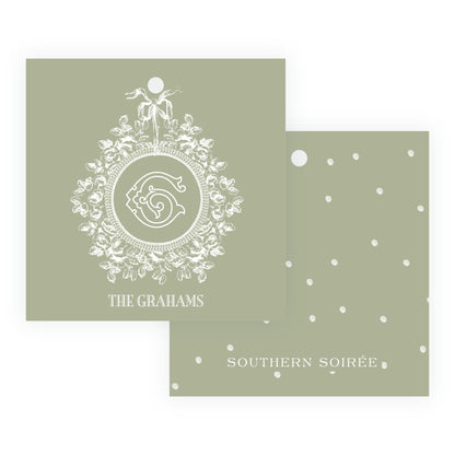 Heirloom Vintage Floral Crest Square Gift Tag (Customize Your Color)