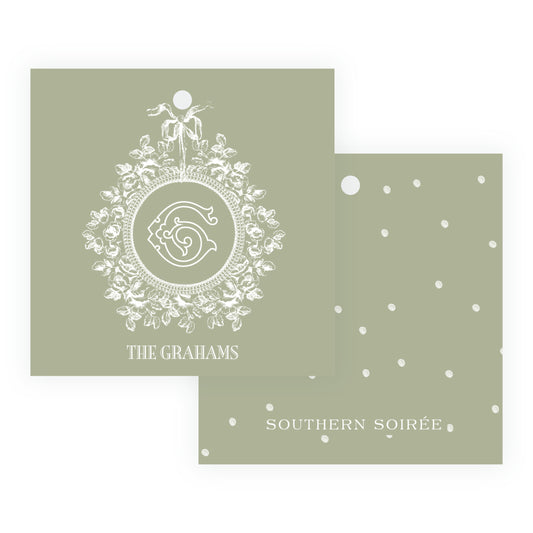 Heirloom Vintage Floral Crest Square Gift Tag (Customize Your Color)