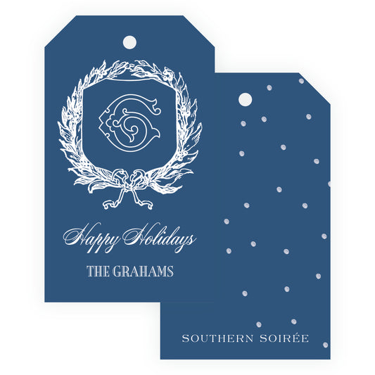 Heirloom Holly With Bow Crest Gift Tag (Customize Your Color)