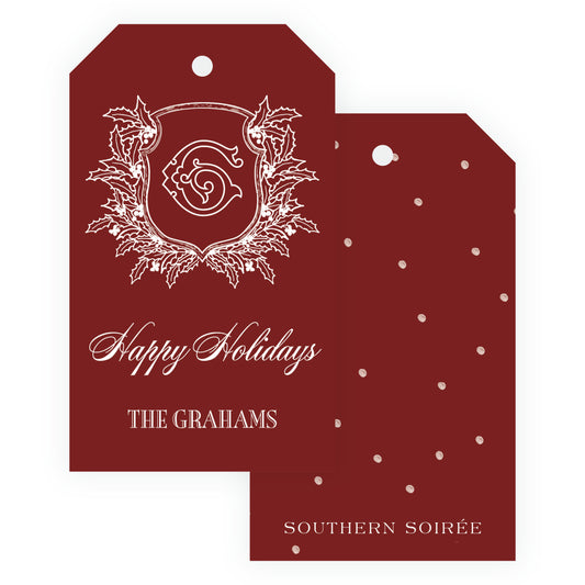 Heirloom Holly Crest Crest Gift Tag (Customize Your Color)