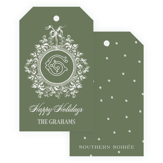 Heirloom Vintage Floral Crest Gift Tag (Customize Your Color)