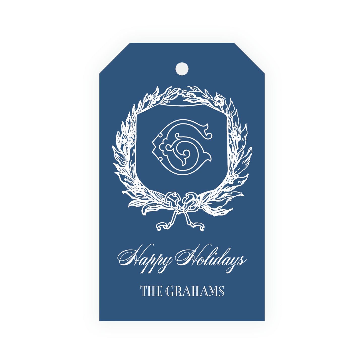 Heirloom Holly With Bow Crest Gift Tag (Customize Your Color)