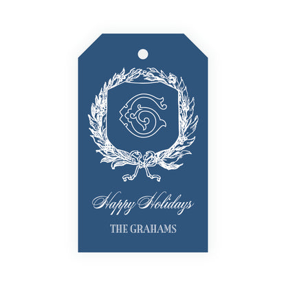 Heirloom Holly With Bow Crest Gift Tag (Customize Your Color)