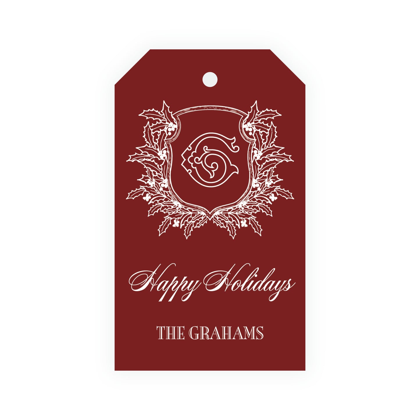 Heirloom Holly Crest Crest Gift Tag (Customize Your Color)