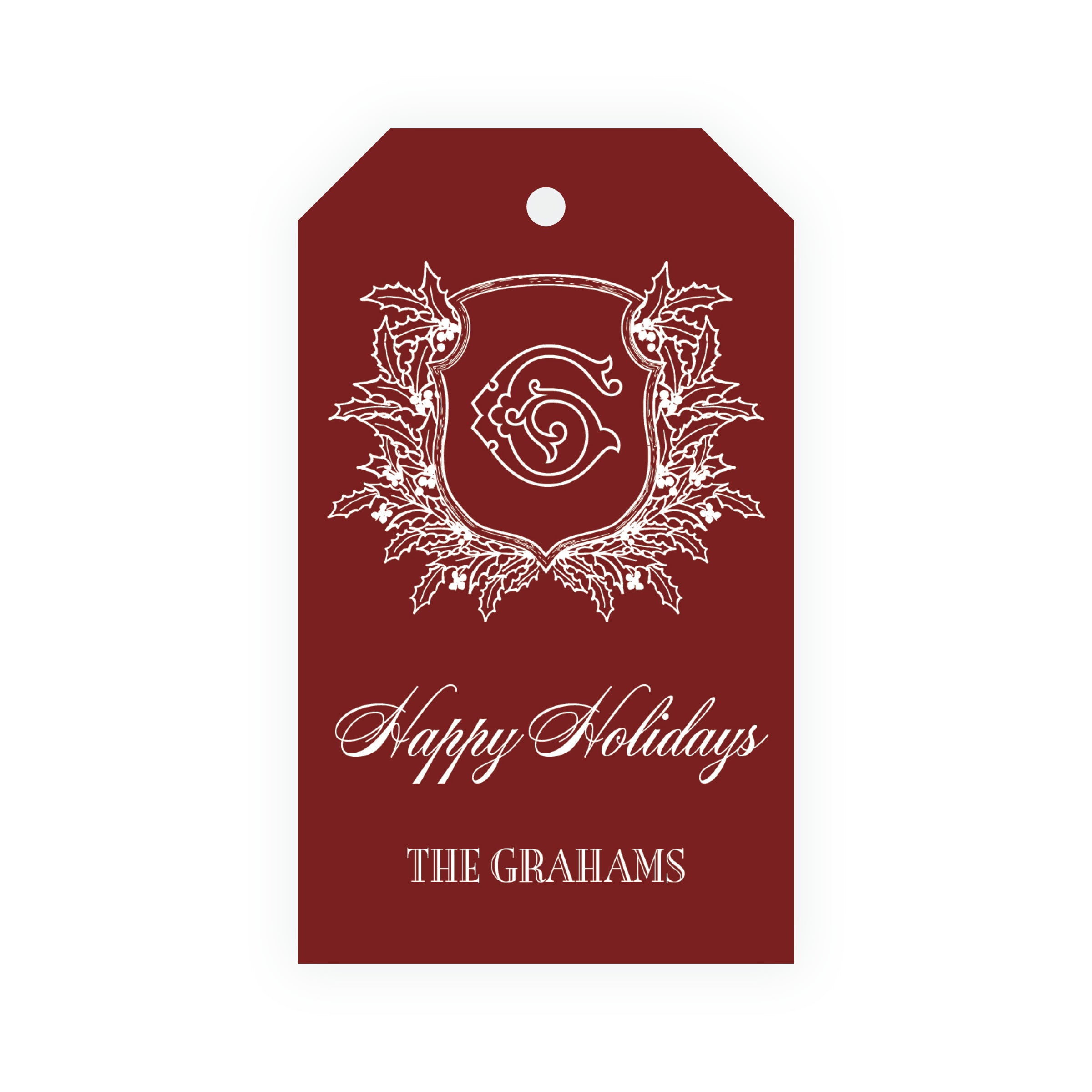 Heirloom Holly Crest Crest Gift Tag (Customize Your Color)