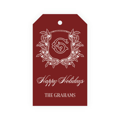 Heirloom Holly Crest Crest Gift Tag (Customize Your Color)