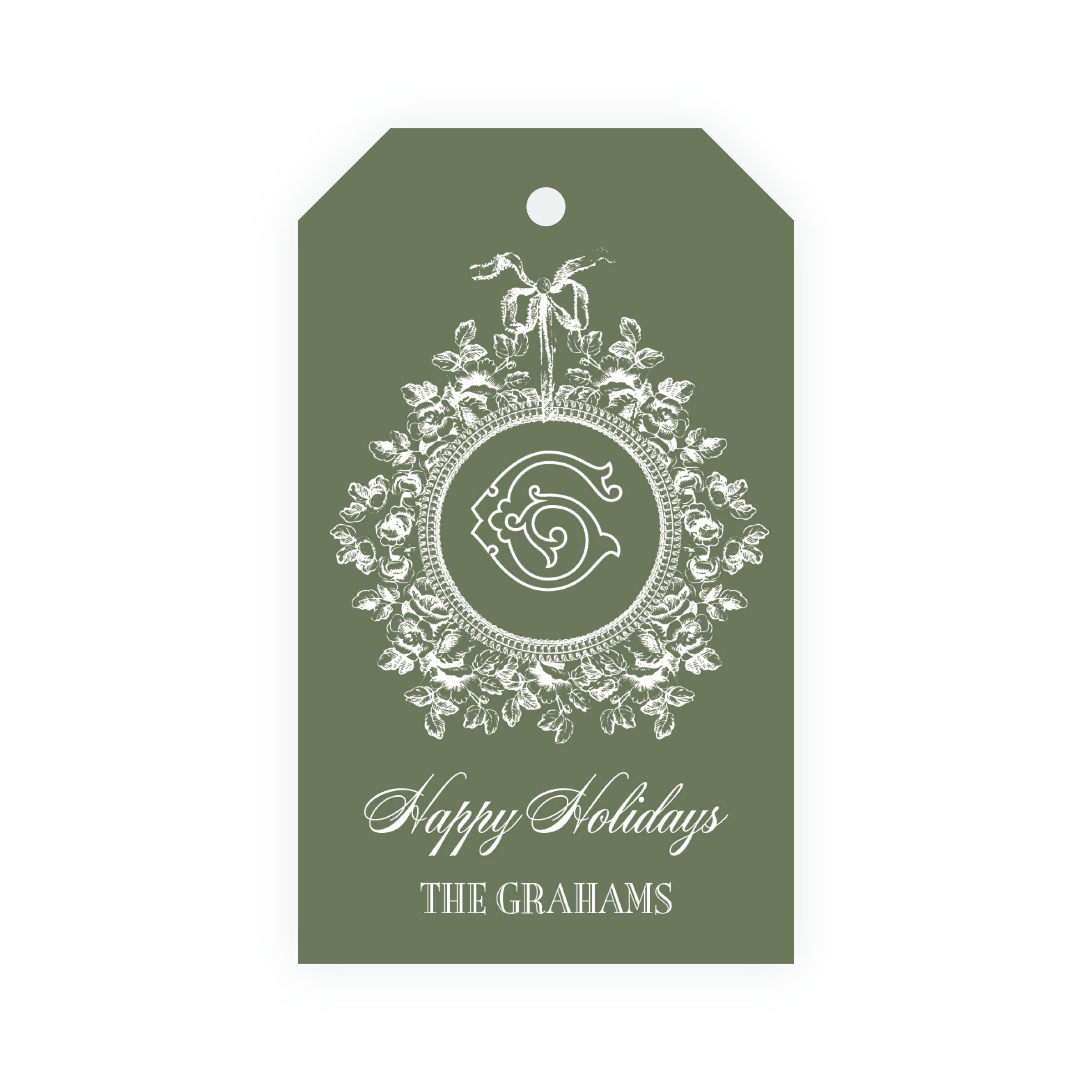 Heirloom Vintage Floral Crest Gift Tag (Customize Your Color)