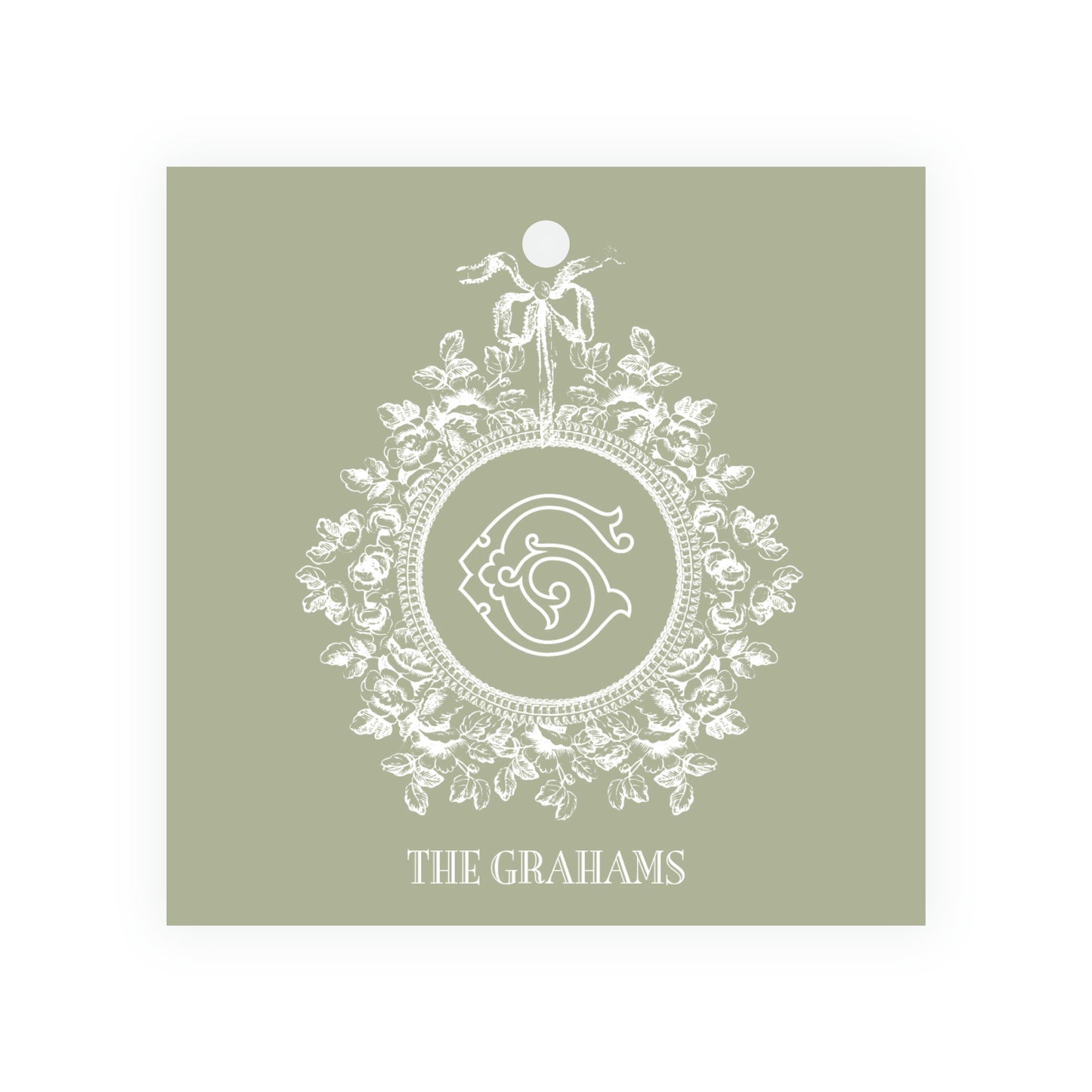 Heirloom Vintage Floral Crest Square Gift Tag (Customize Your Color)