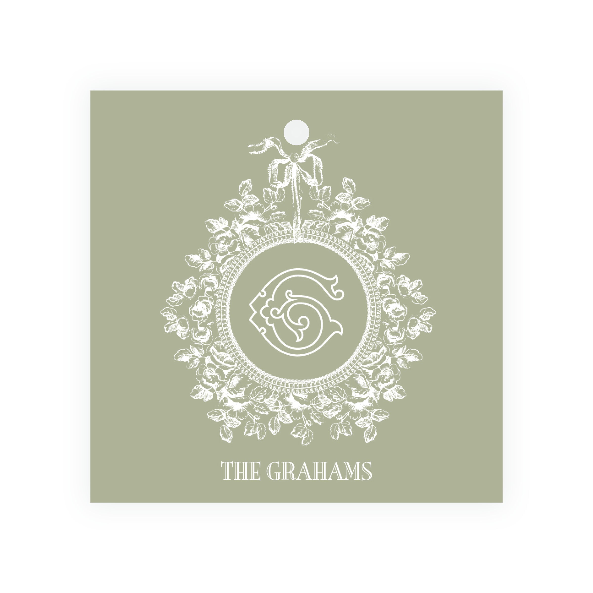 Heirloom Vintage Floral Crest Square Gift Tag (Customize Your Color)