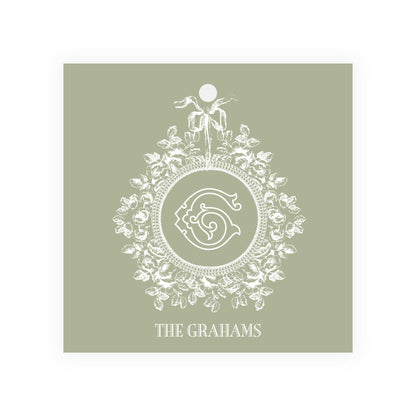 Heirloom Vintage Floral Crest Square Gift Tag (Customize Your Color)